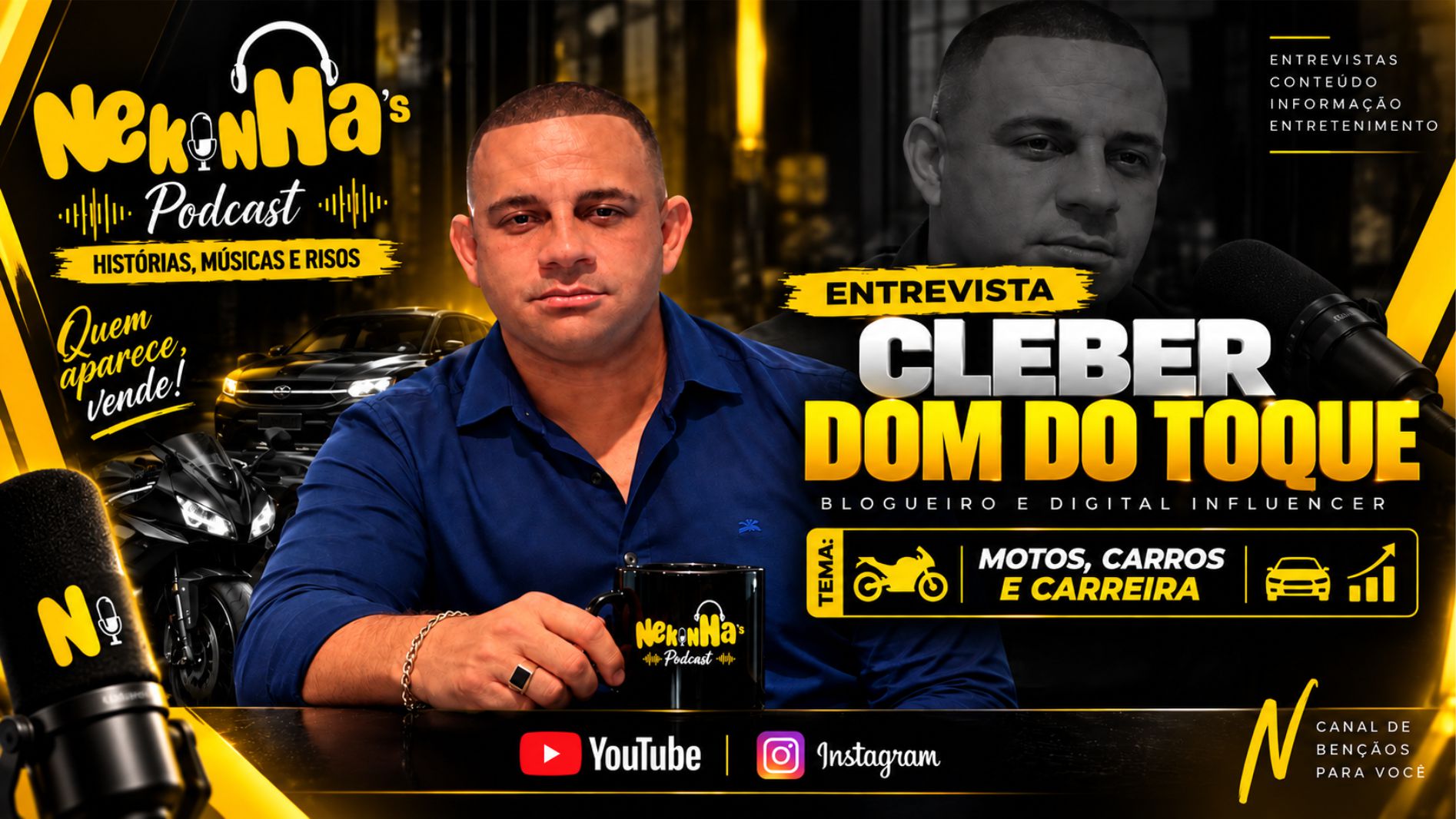Quem é Cleber “Dom do Toque”, convidado desta quarta-feira no Nekinhas Podcast