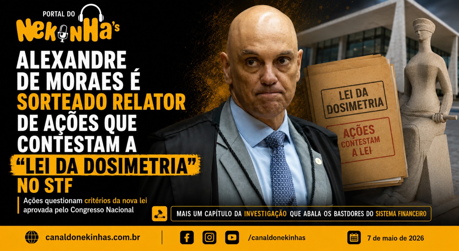 Alexandre de Moraes é sorteado relator de ações que contestam a "Lei da Dosimetria" no STF