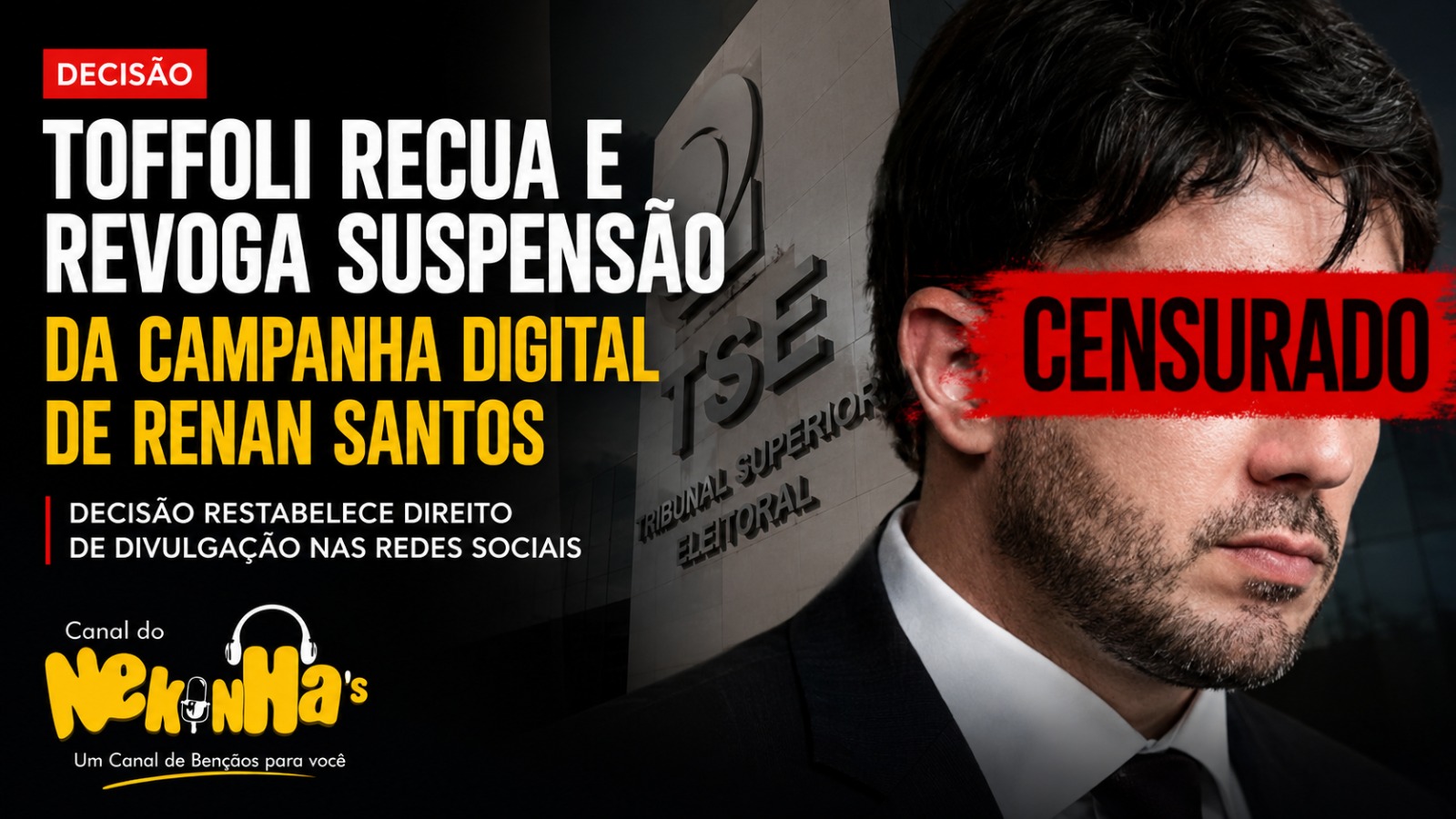 Toffoli recua e revoga suspensão da campanha digital de Renan Santos