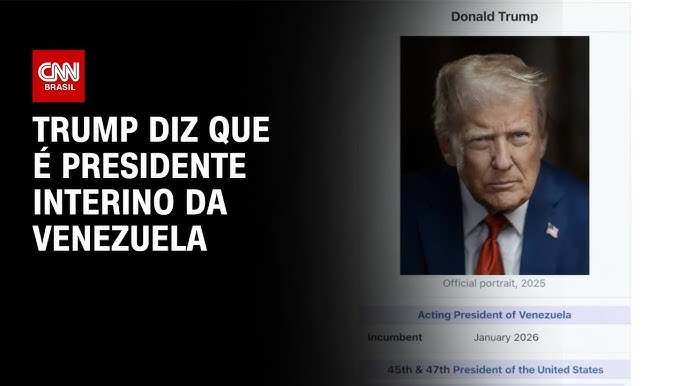 Geopolítica nas Redes: Donald Trump publica imagem afirmando ser "Presidente Interino" da Venezuela