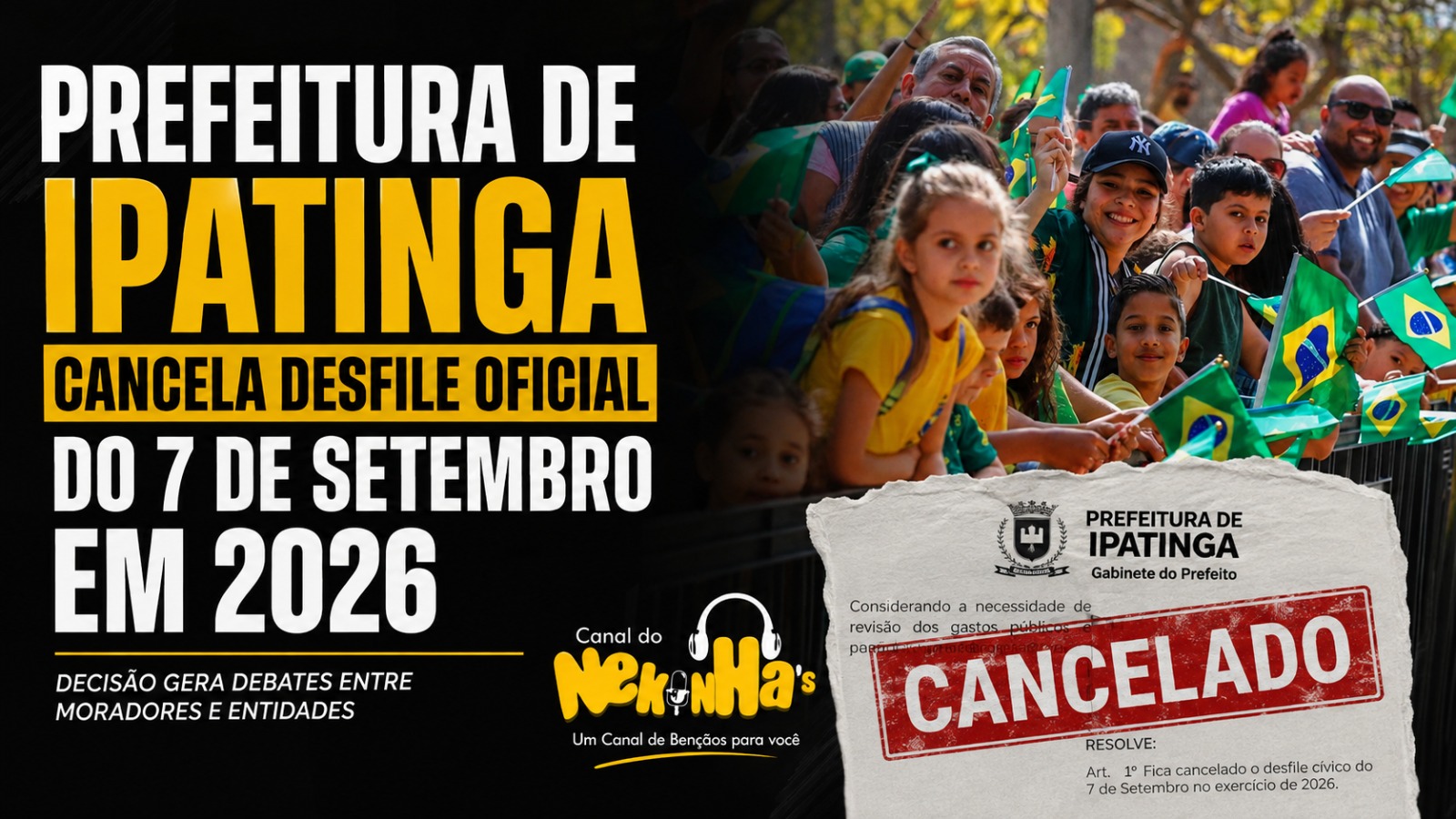 Prefeitura de Ipatinga cancela desfile oficial do 7 de Setembro em 2026