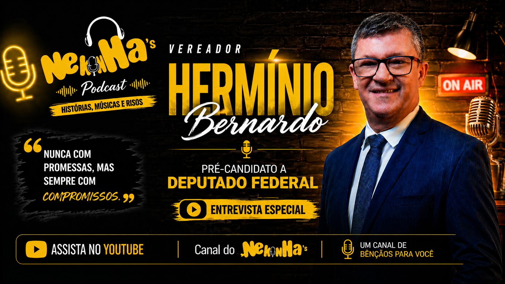 Nekinhas Podcast recebe Hermínio Bernardo em episódio marcado por posicionamento forte e início impactante