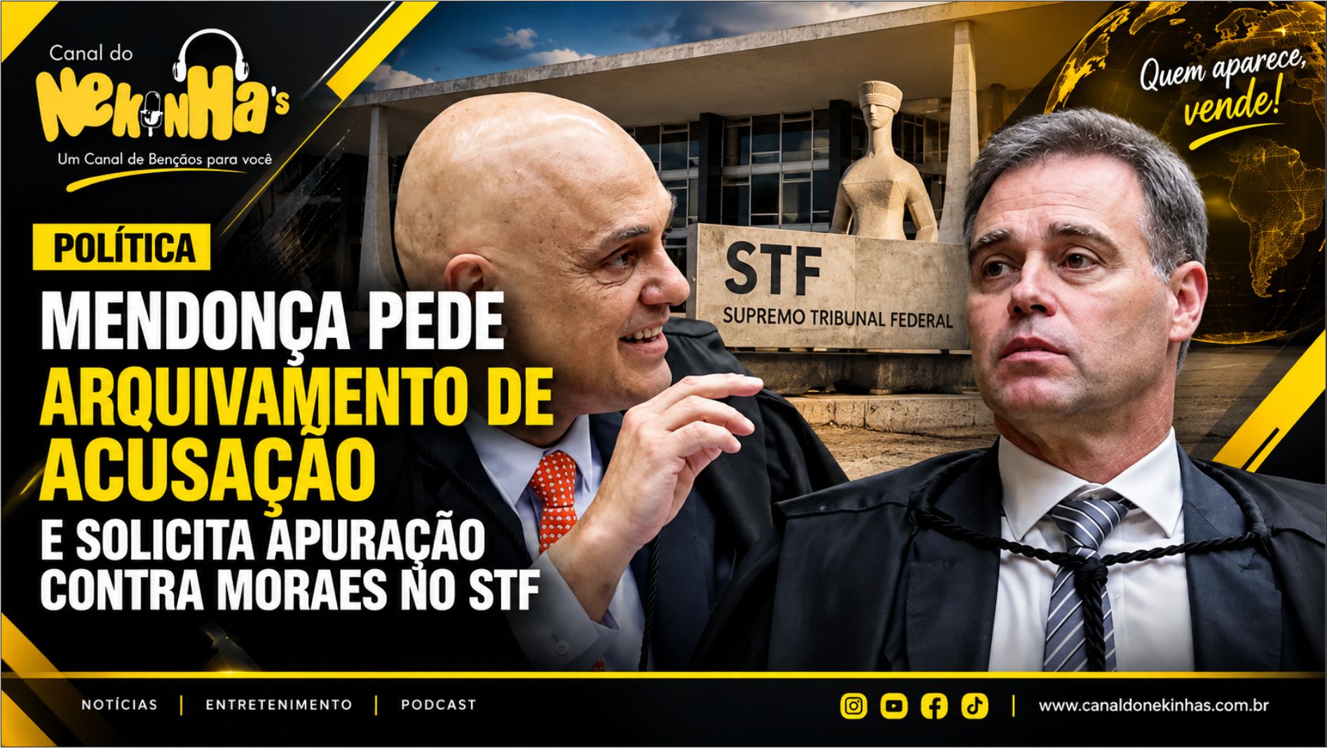 ​  Mendonça pede arquivamento de acusação e solicita apuração contra Moraes no STF