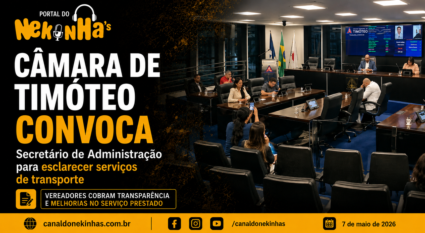 Câmara de Timóteo convoca Secretário de Administração para esclarecer serviços de transporte