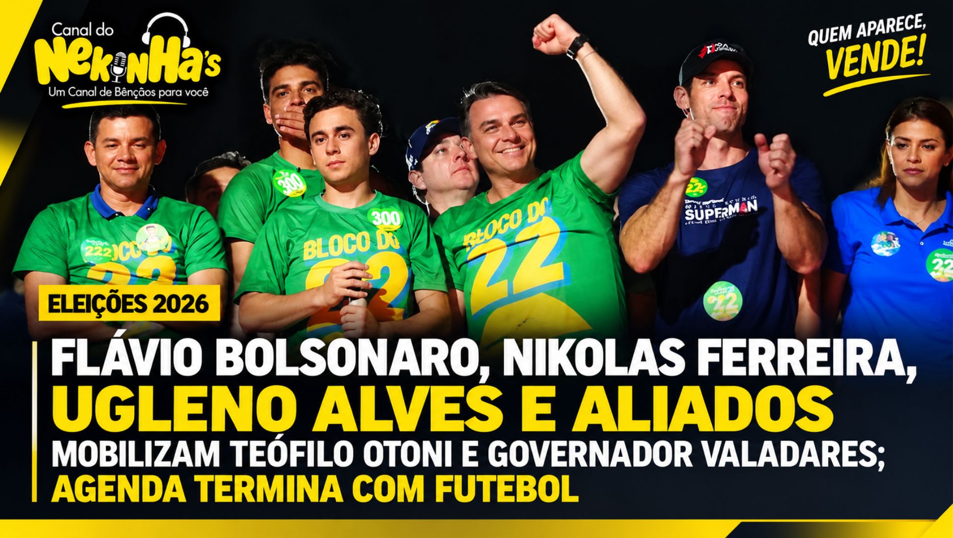 Flávio Bolsonaro, Nikolas Ferreira, Ugleno Alves e aliados mobilizam Teófilo Otoni e Governador Valadares; agenda termina com futebol